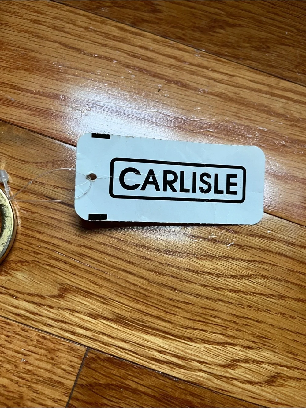 NWT Vintage Carlisle Black Leather Belt with White Stripe and Gold Ring Buckle